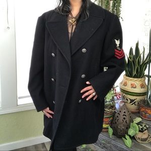 VINTAGE HEAVY WEIGHT WOOL MILITARY PEA COAT
